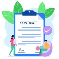 Illustration vector graphic cartoon character of business contract