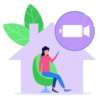 Illustration vector graphic cartoon character of work at home