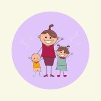 tres personas. familia feliz sin ilustración de vector de padre. concepto de madre soltera