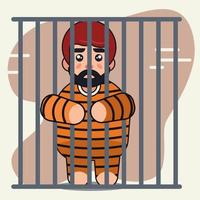 The prisoner on the jail cute cartoon vector illustration