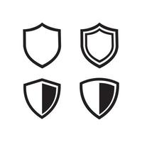 Set of security shield icons, security shields logotypes with check mark and padlock. Security shield symbols. Vector illustration.