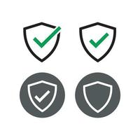 Shield with check mark, tick symbol. Secured, protection vector icon.