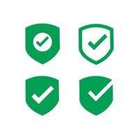 escudo con marca de verificación, símbolo de marca. seguro, icono de vector de protección.