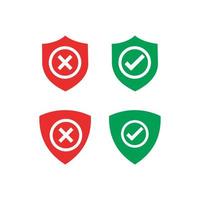 Set of security shield icons, security shields logotypes with check mark and padlock. Security shield symbols. Vector illustration.