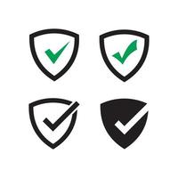 escudo con marca de verificación, símbolo de marca. seguro, icono de vector de protección.