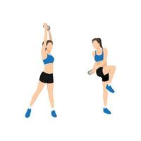 Woman doing Balance chop exercise. Flat vector illustration isolated on white background