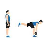 Man doing single leg db deadlifts flat vector illustration isolated on white background