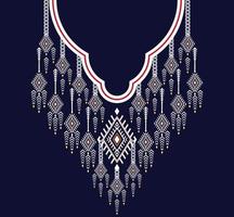 bordado de escote étnico, geométrico, tribal, oriental, tradicional, diseño de collar para mujeres de moda vector