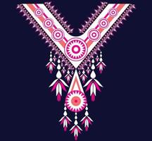 bordado de escote étnico, geométrico, tribal, oriental, tradicional, diseño de collar para mujeres de moda vector