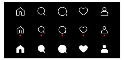 los iconos planos de las redes sociales establecen la burbuja del discurso de notificación para compartir guardar los botones de comentarios cámara buscar corazón hogar web símbolos e iconos vector libre