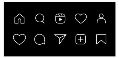 social media flat icons set notification speech bubble for like share save comment buttons Camera Search Heart Home web symbols and icons Free Vector