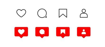 social media flat icons set notification speech bubble for like share save comment buttons Camera Search Heart Home web symbols and icons Free Vector