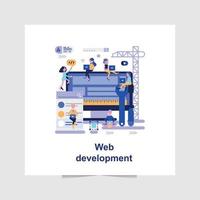 Flat Illustration Website Development With blue color