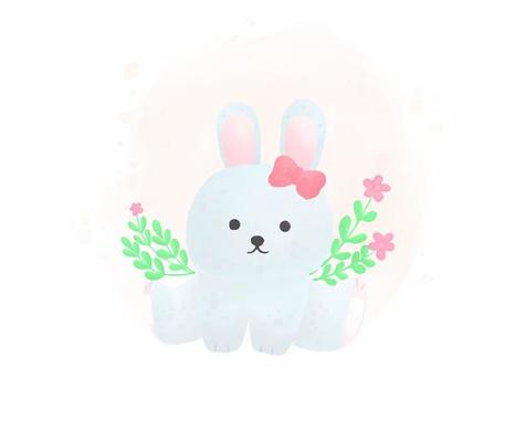 Cute bunny in watercolor style. Happy easter day