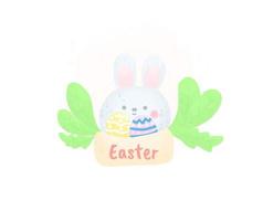 Cute bunny in watercolor style with decorative easter egg vector