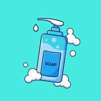 soap bottle with foam cartoon illustration vector