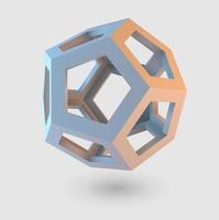Abstract geometric vector design element. 3D hexagonal three- dimensional shape. Technology icon design.