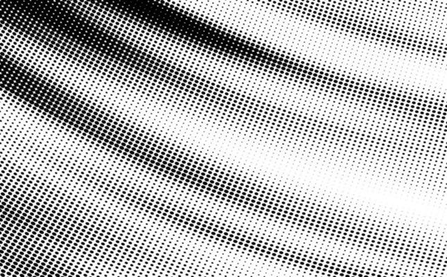 Curving halftone tonal fade abstract vector background. Half tone pattern with smooth black and white transitions.