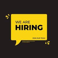We are hiring isolated on black background. Simple and clean Job vacancy template design.