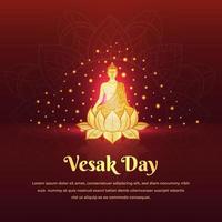 fondo del día de vesak con silueta de lord buddha y luz brillante y efecto de brillo brillante. vector