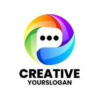 Vector logo illustration message gradient colorful style