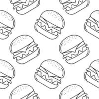 hamburguesa, mano, dibujado, seamless, patrón vector