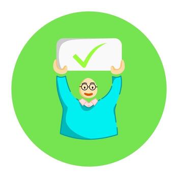 Avatar icon, display the action of approved,agreeing,and accepting. vector