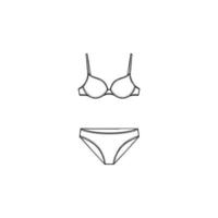 Two piece bikini panties and bra top swimsuit flat vector icon for apps and websites