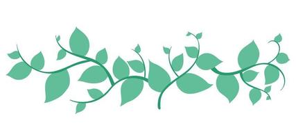 Horizontal banner with tree branch and green lea. For background, footer, or nature design. cartoon hand drawing vector