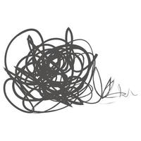 Tangled abstract scribble with hand drawn line. Doodle  vector drawn tangles, lines, circles. Black line abstract scribble shape. tangled chaos, depression, aggression, evil