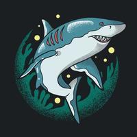 wild shark in deep ocean hunting vector