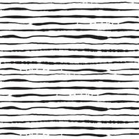 Seamless pattern with hand painted thin stripes in black and white. Vector. Abstract noisy textured striped background. vector