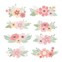 Wedding bouquets collection. Flower arrangments, posies. Romantic hand drawn vector floral set.