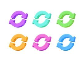 3d arrows color icons vector set isolated on white background,