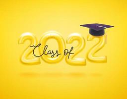 Class of 2022 vector card. 3d style vector illustration