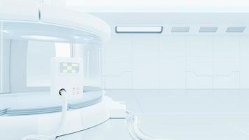Scientific laboratory or empty white room. Technology background and science concept. 3D Render. photo