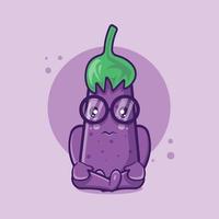 sad eggplant character mascot isolated cartoon in flat style design vector