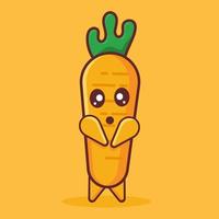 cute carrot character mascot with nervous gesture isolated vector illustration