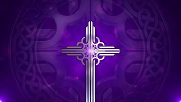 CHRISTIAN SILVER CROSS ANIMATED PURPLE BACKGROUND 01 video