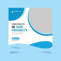 Social media medical post design template vector