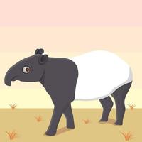 tapir animal exótico en tierra seca ilustración vectorial vector