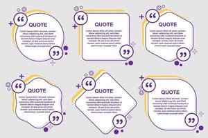 bubble speech yellow purple abstract cartoon set premium quote box frame vector collection
