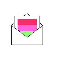 Vector illustration of letter envelope in outlined color style. Suitable for design element of email, letter, and postal symbol.