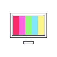 Flat vector illustration of computer monitor in outlined color icon style. Suitable for design element of computer display, multimedia monitor, and broadcasting concept.