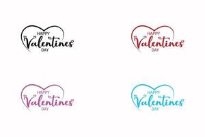 feliz día de san valentín tipografía de color gratis, simple, rojo, negro, rosa, azul. utilizado para logotipo, impresión, banner, deseo de tarjeta vector