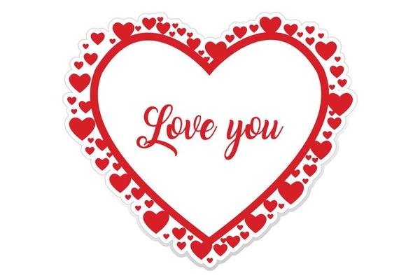 love you typography free vector with heart frame art