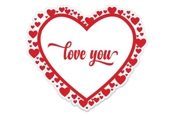 love you typography art for print card, print, web