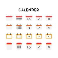 conjunto de iconos de calendario para sitio web, propuesta y presentación vector