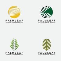 Set Tropical Palm leaf logo vector design template