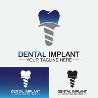 concepto de diseño de vector de logotipo de implante dental